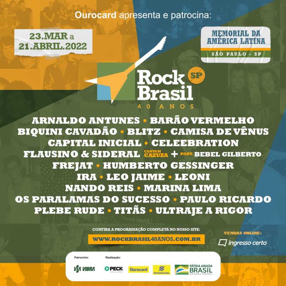 COMEÇAM AS PRÉVENDAS PARA O FESTIVAL ROCK BRASIL 40 ANOS, EM SÃO PAULO